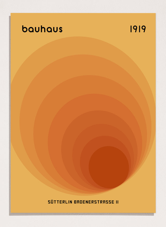 Bauhaus Orange Geometric Circles Art Print
