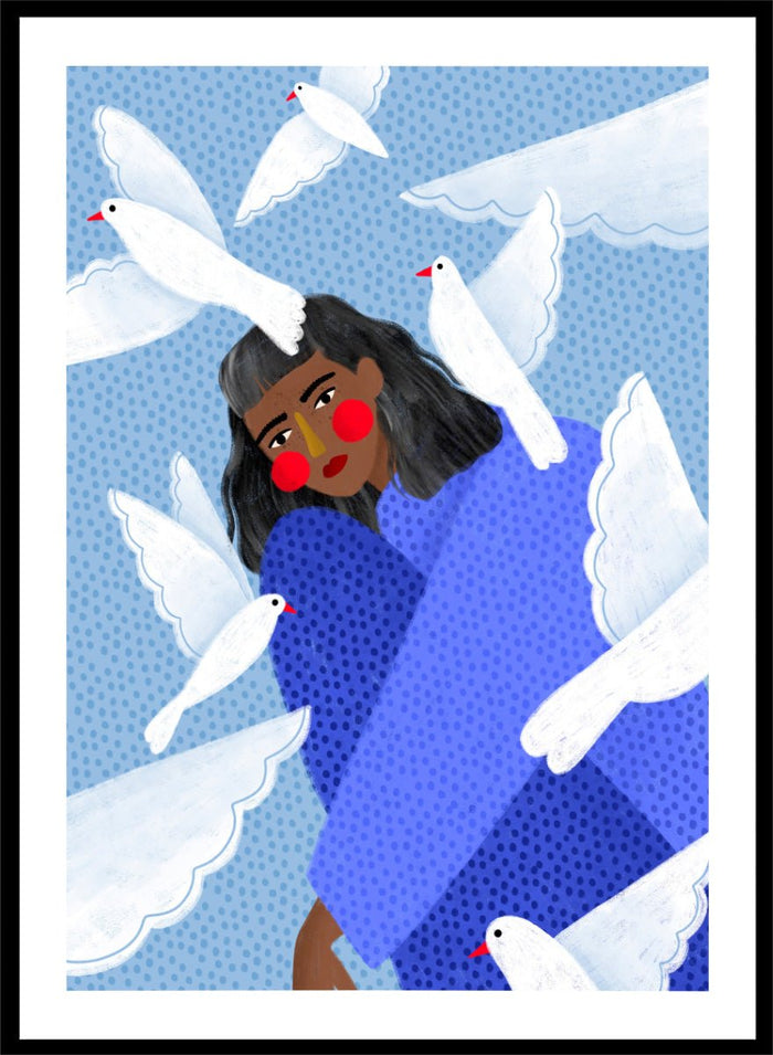 Bea Müller - Peaceful Woman and Doves Art Print_Sugar & Canvas_Bea Müller