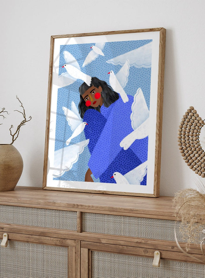 Bea Müller - Peaceful Woman and Doves Art Print_Sugar & Canvas_Bea Müller