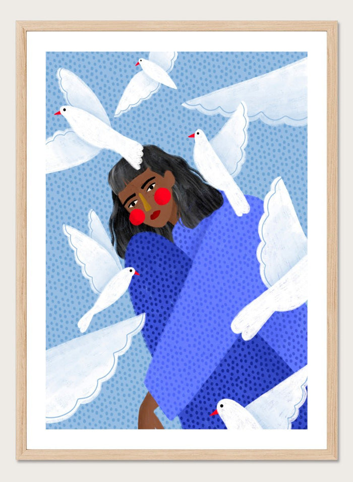 Bea Müller - Peaceful Woman and Doves Art Print_Sugar & Canvas_Bea Müller