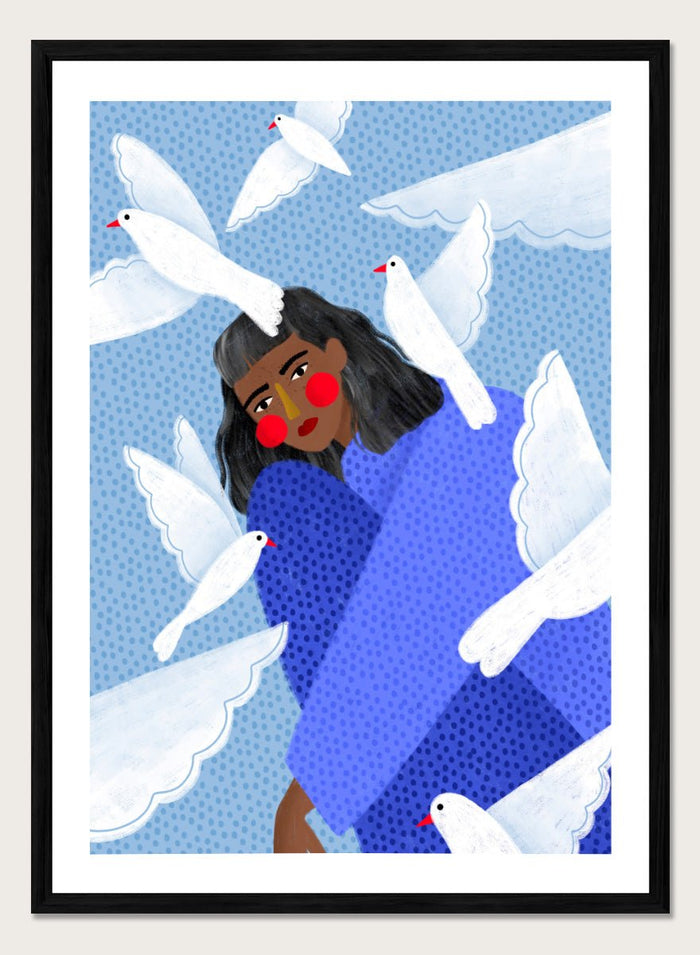 Bea Müller - Peaceful Woman and Doves Art Print_Sugar & Canvas_Bea Müller