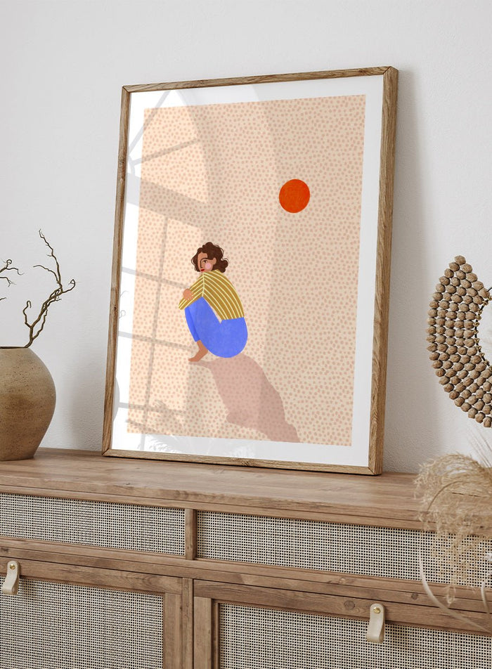 Bea Müller - Pensive Woman Under Sun Art Print_Sugar & Canvas_Bea Müller