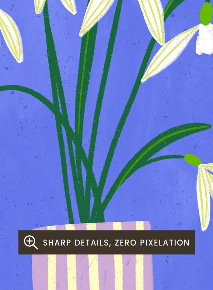Bea Müller - Snowdrops in Striped Vase Art Print_Sugar & Canvas_Bea Müller