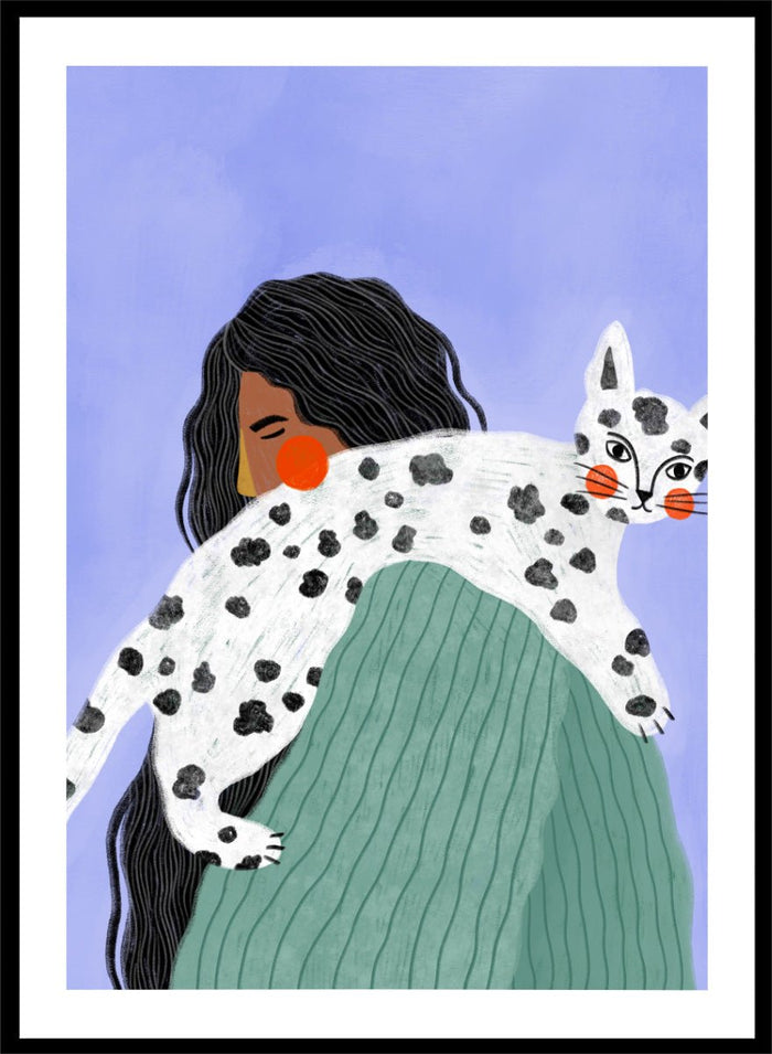 Bea Müller - Woman and Spotted Cat Art Print_Sugar & Canvas_Bea Müller