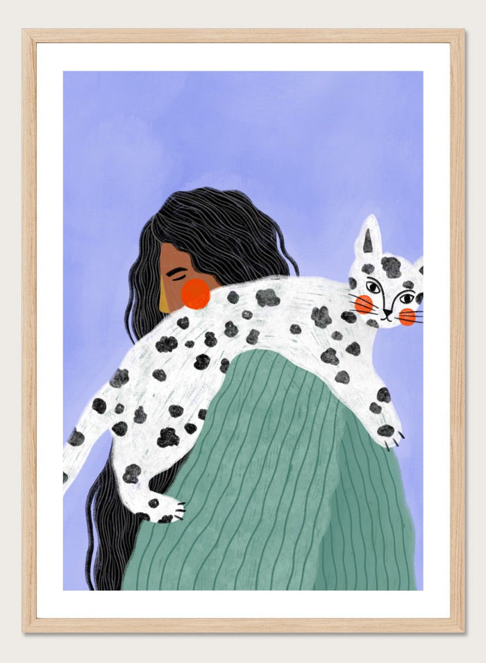 Bea Müller - Woman and Spotted Cat Art Print_Sugar & Canvas_Bea Müller