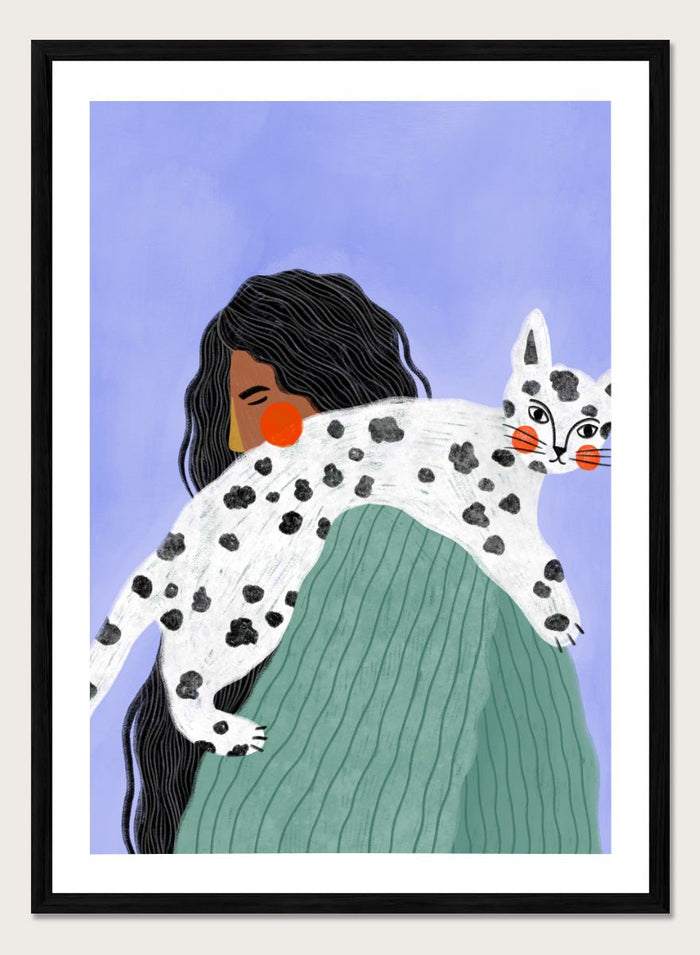 Bea Müller - Woman and Spotted Cat Art Print_Sugar & Canvas_Bea Müller