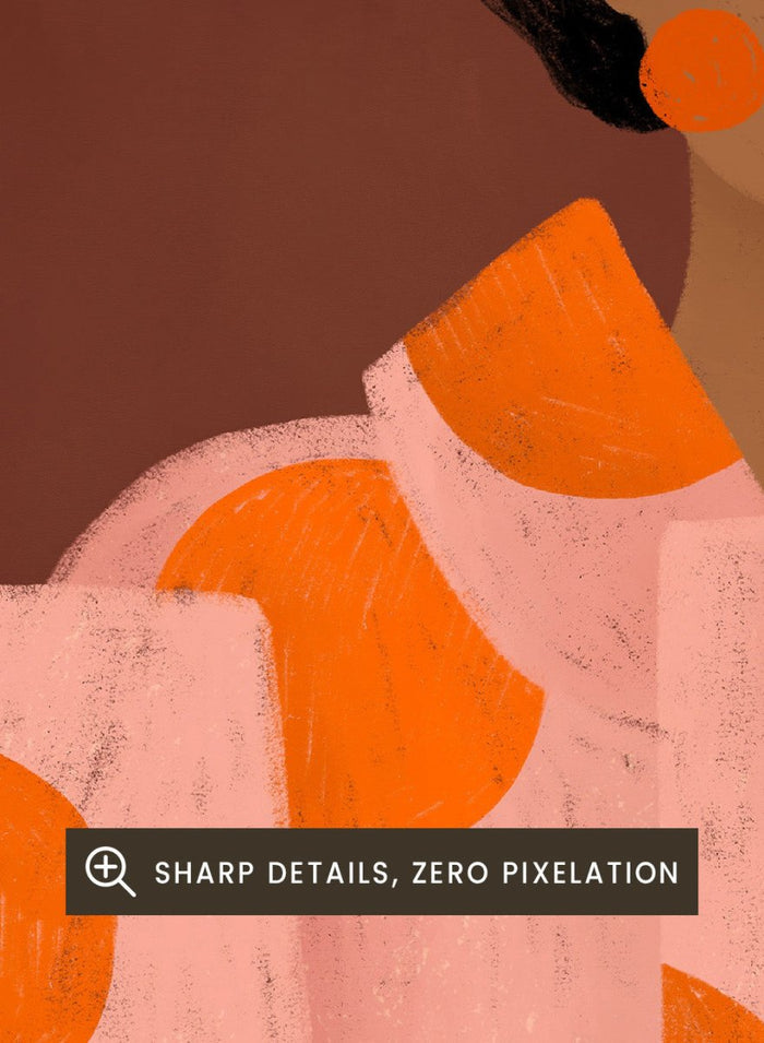 Woman With Orange Dots by Bea Müller is an officially licensed art print featuring a bold modern portrait with graphic color and pattern. Available framed or unframed.