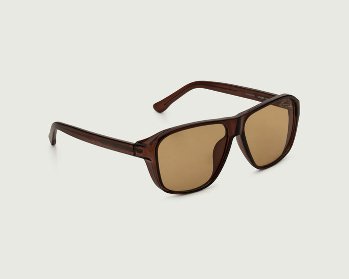 Whiskey::Bernie Sunglasses Square Brown recycled polyester front diagonal