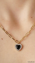 Black Heart Anti- Tarnish, Stainless Steel Necklace