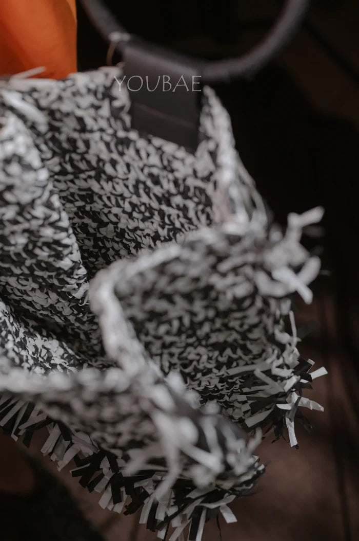 Black & White Straw Bag