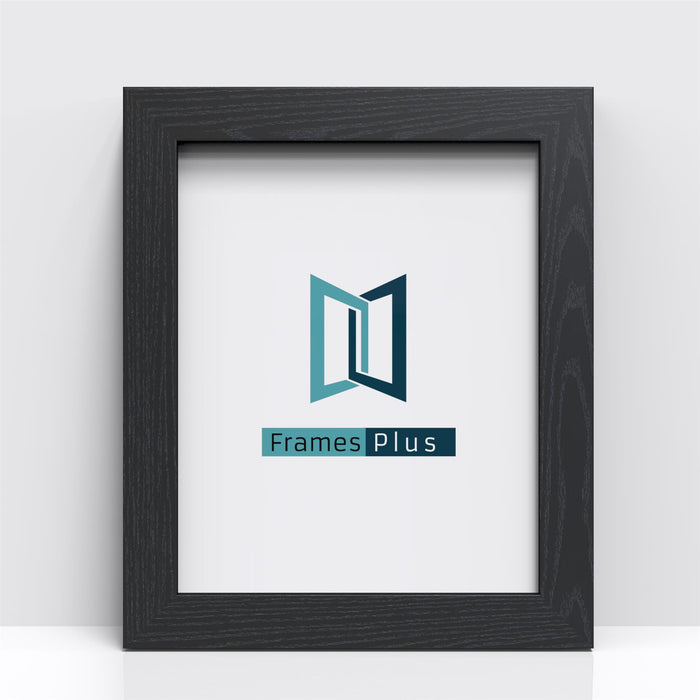 Blok Range black picture and poster frame featuring the Frames Plus logo in a sleek design.
