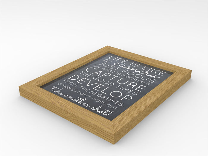 Blok Range oak picture poster frame showcasing an inspirational quote in a stylish design.