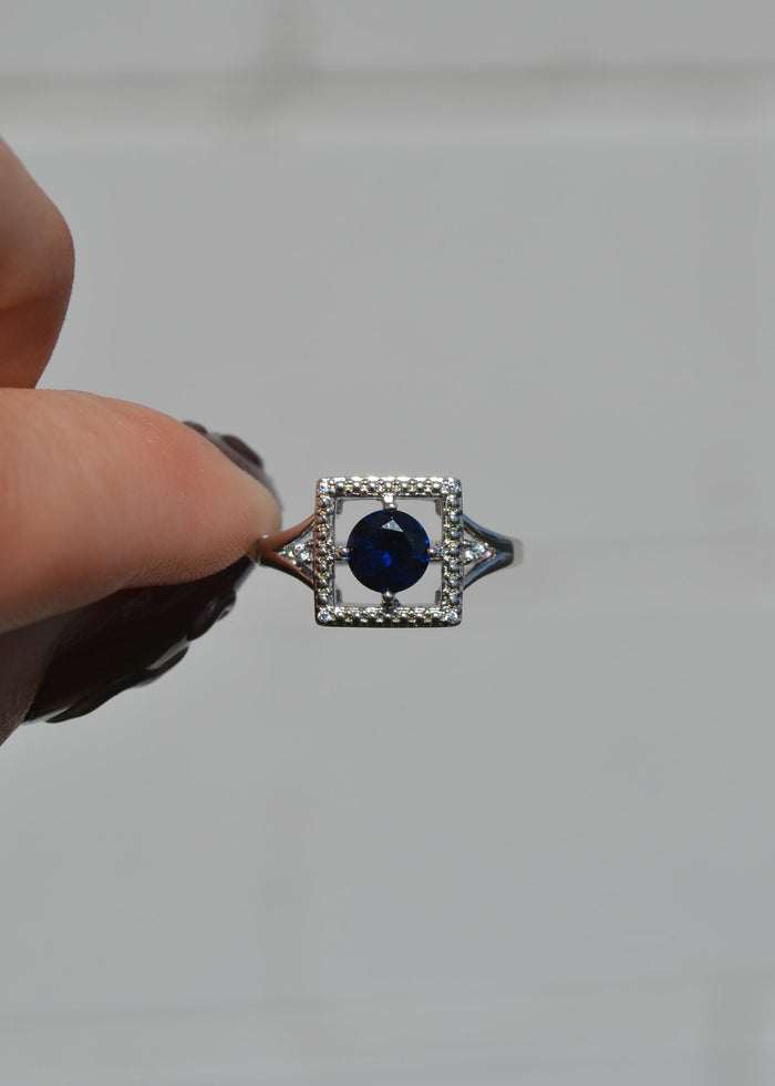 Blue Stone Geometric Ring