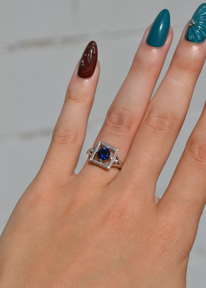 Blue Stone Geometric Ring