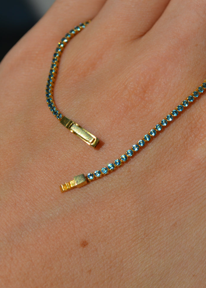 Blue Stone Yellow Gold Plated Bracelet
