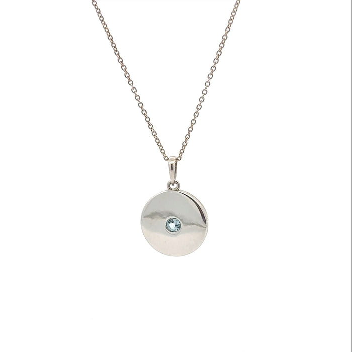 Blue Topaz Disc Pendant Necklace