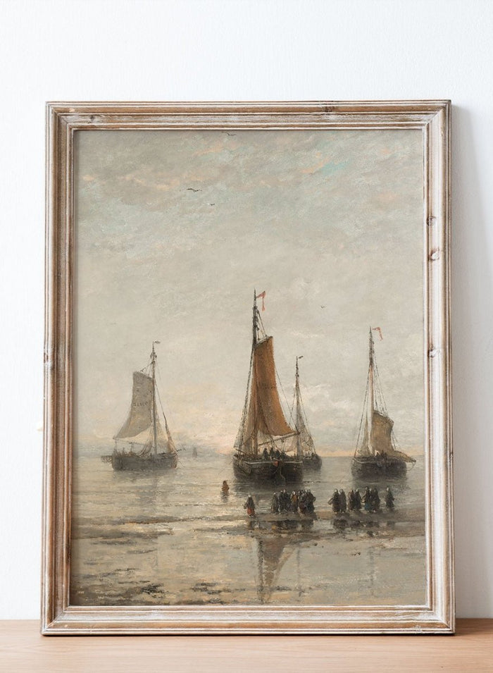 "Bluff-Bowed Scheveningen Boats at Anchor" Art Print_Sugar & Canvas_Hendrik Willem Mesdag