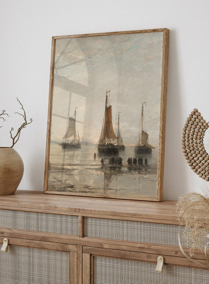 "Bluff-Bowed Scheveningen Boats at Anchor" Art Print_Sugar & Canvas_Hendrik Willem Mesdag