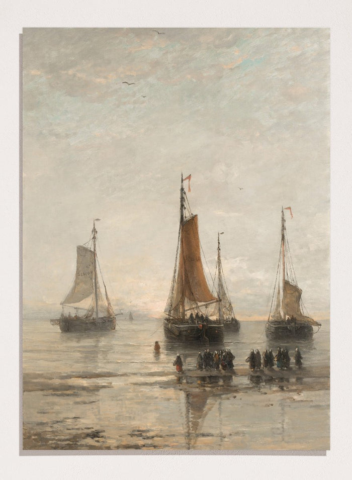 "Bluff-Bowed Scheveningen Boats at Anchor" Art Print_Sugar & Canvas_Hendrik Willem Mesdag