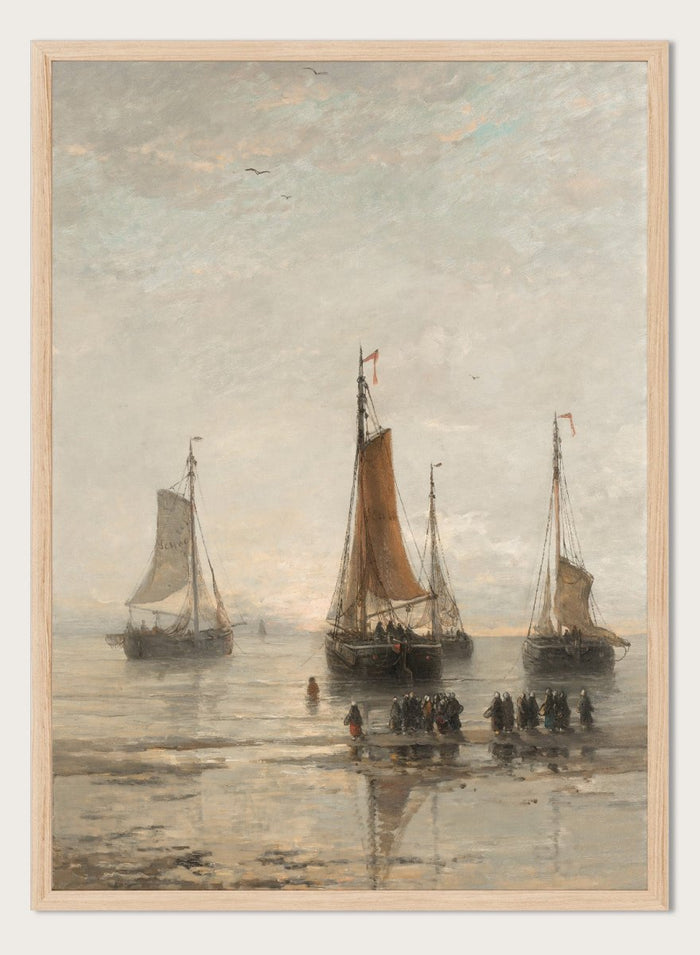 "Bluff-Bowed Scheveningen Boats at Anchor" Art Print_Sugar & Canvas_Hendrik Willem Mesdag