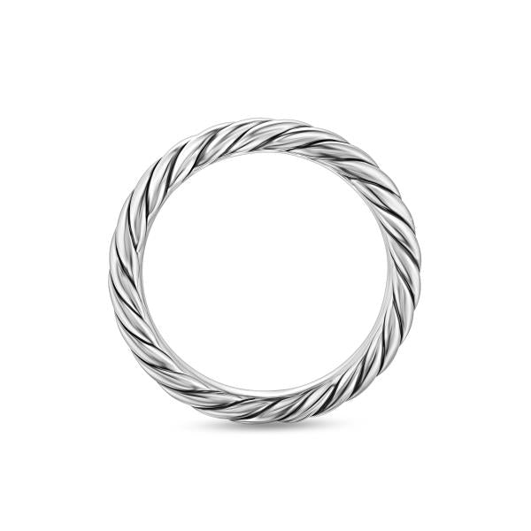 Cable Band Ring in Sterling Silver, 3.4mm