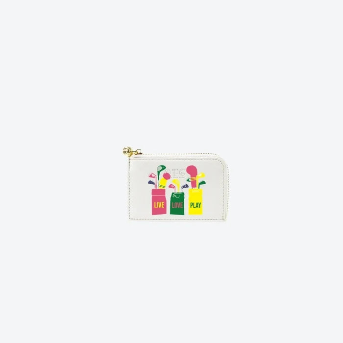 Card Case White Live Love Play, front view