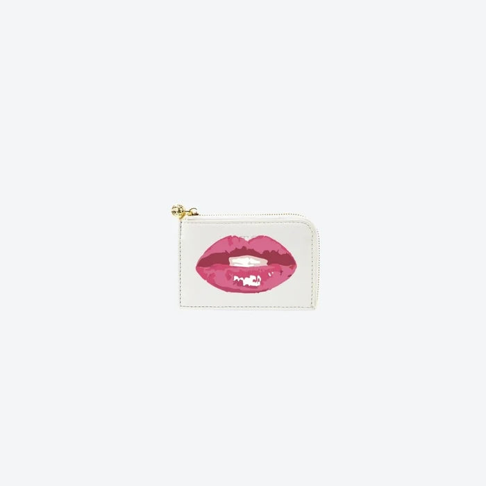 Card Case White Viv Lips, front view