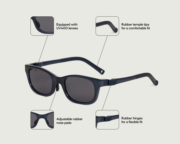 Blueberry::Casey Sunglasses rectangle Blue recycled polyester front diagonal
