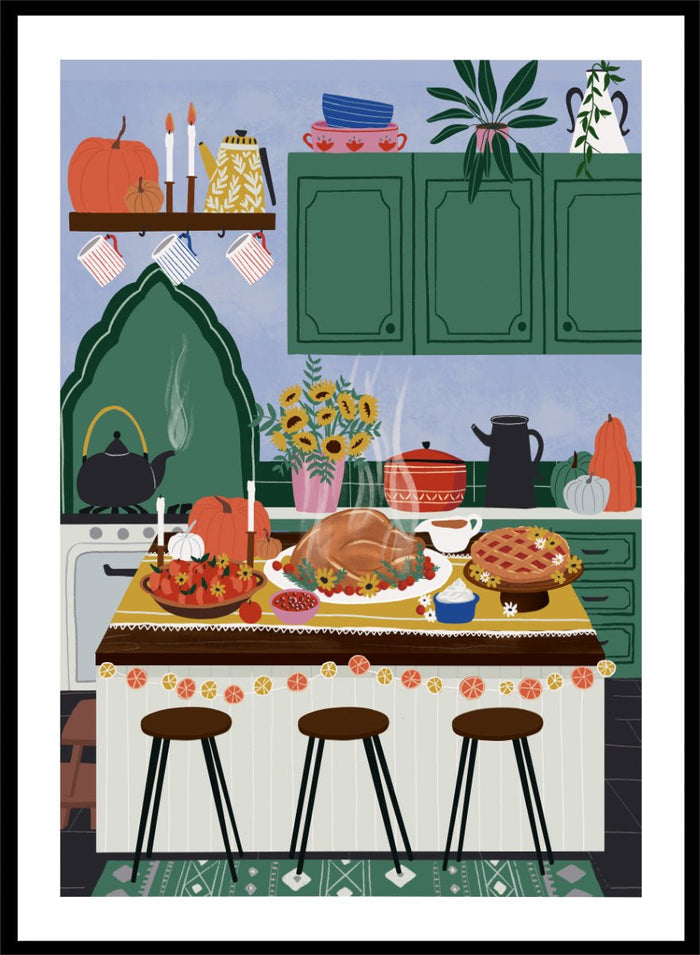 Ceyda Alasar - Cozy Thanksgiving Kitchen Art Print_Sugar & Canvas_Ceyda Alasar