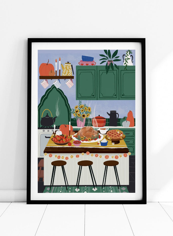 Ceyda Alasar - Cozy Thanksgiving Kitchen Art Print_Sugar & Canvas_Ceyda Alasar