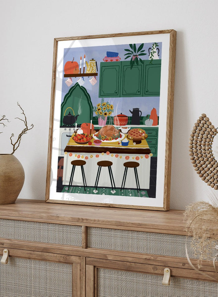 Ceyda Alasar - Cozy Thanksgiving Kitchen Art Print_Sugar & Canvas_Ceyda Alasar