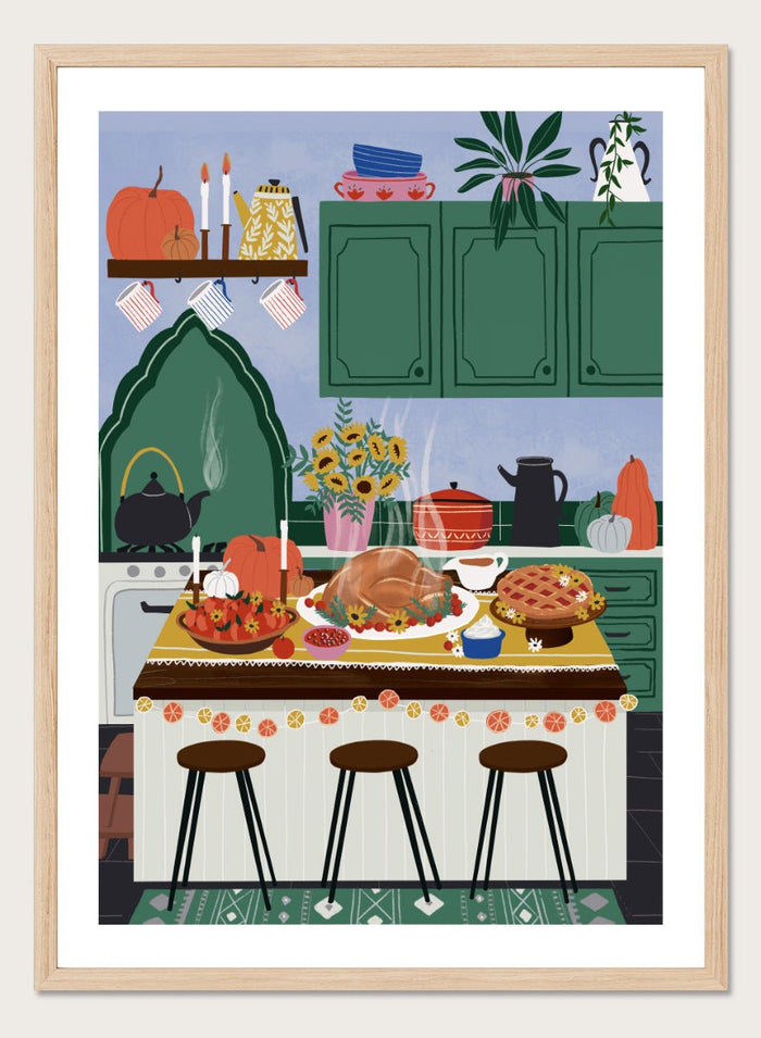 Ceyda Alasar - Cozy Thanksgiving Kitchen Art Print_Sugar & Canvas_Ceyda Alasar