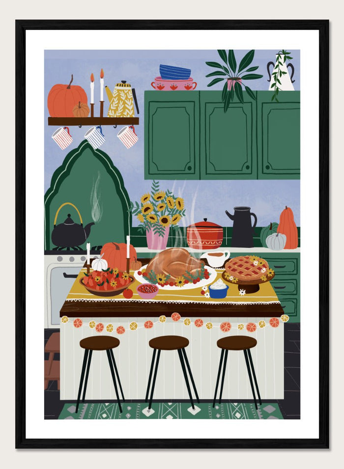 Ceyda Alasar - Cozy Thanksgiving Kitchen Art Print_Sugar & Canvas_Ceyda Alasar