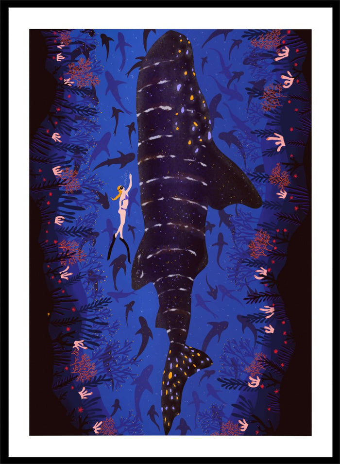 Ceyda Alasar - Diver and Whale Shark Art Print_Sugar & Canvas_Ceyda Alasar