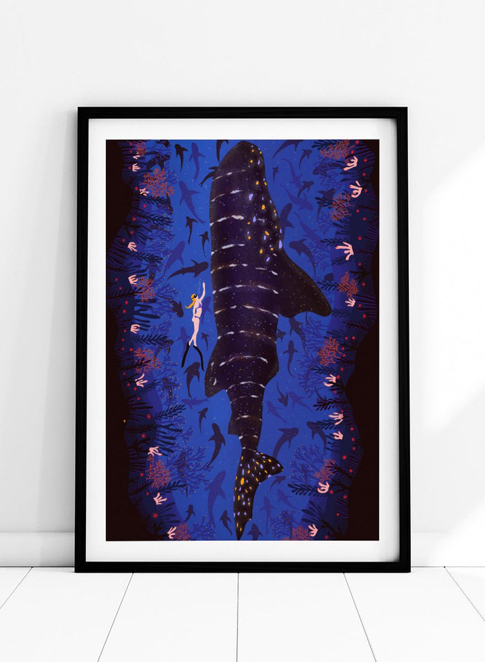Ceyda Alasar - Diver and Whale Shark Art Print_Sugar & Canvas_Ceyda Alasar