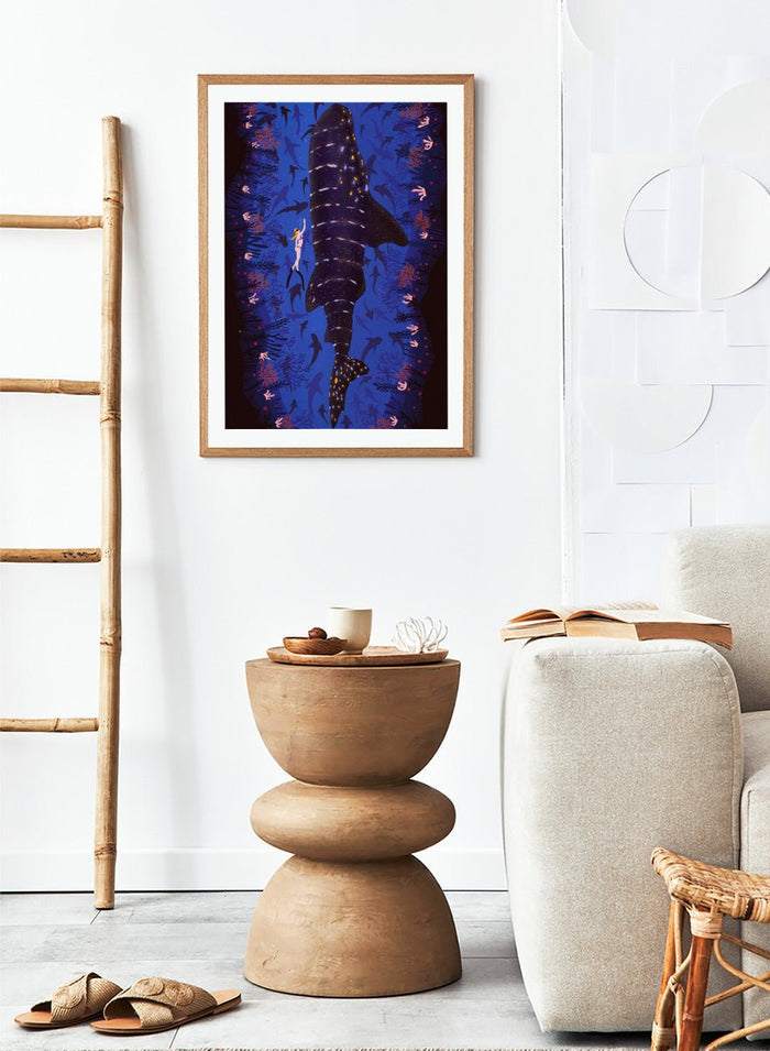 Ceyda Alasar - Diver and Whale Shark Art Print_Sugar & Canvas_Ceyda Alasar