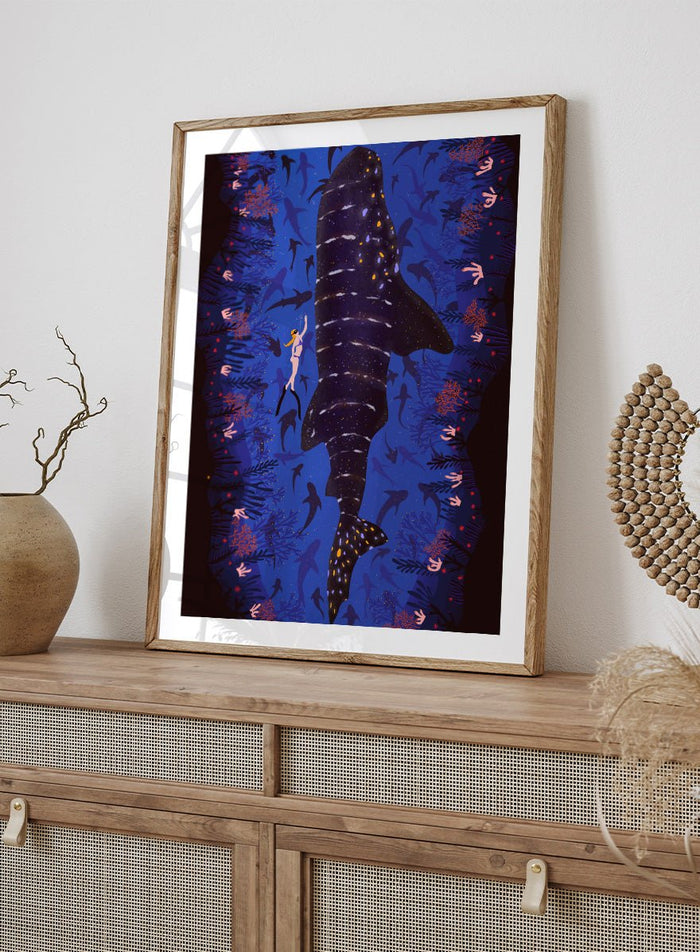Ceyda Alasar - Diver and Whale Shark Art Print_Sugar & Canvas_Ceyda Alasar