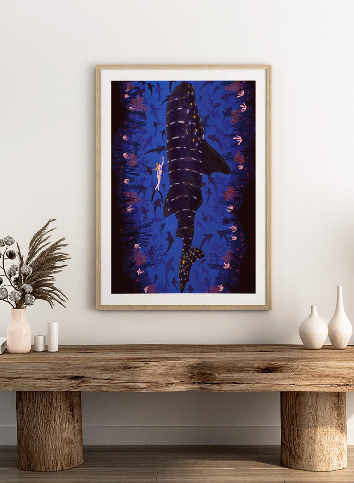 Ceyda Alasar - Diver and Whale Shark Art Print_Sugar & Canvas_Ceyda Alasar