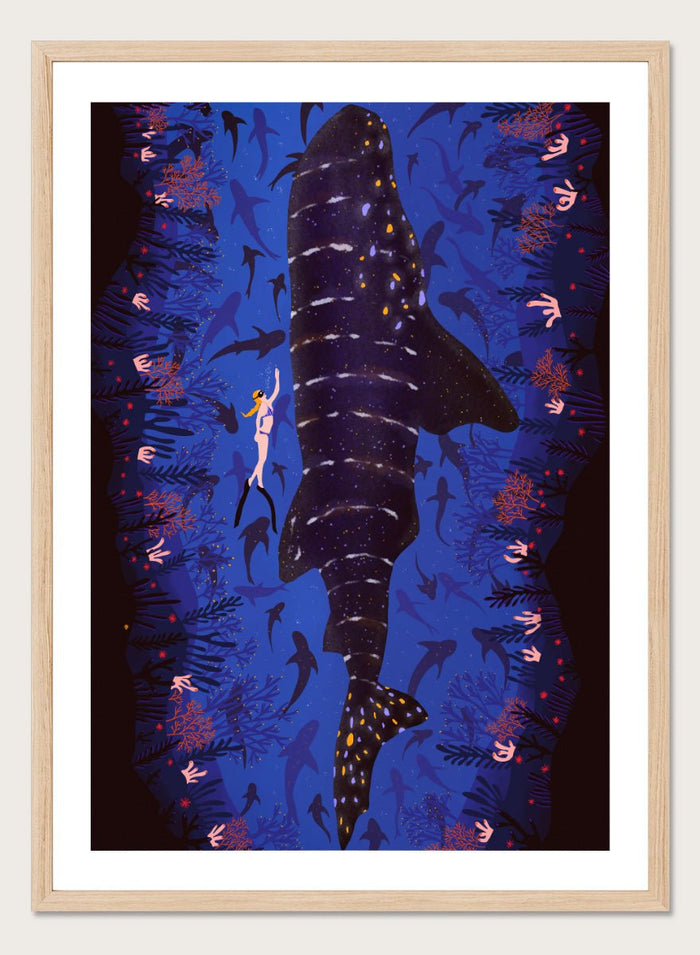 Ceyda Alasar - Diver and Whale Shark Art Print_Sugar & Canvas_Ceyda Alasar