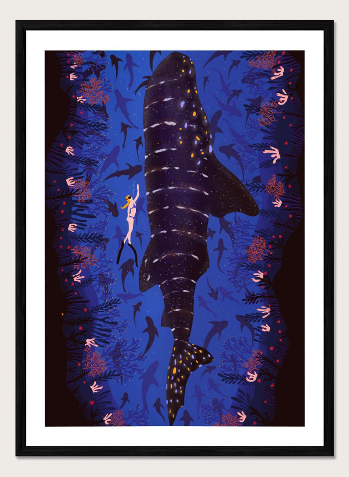 Ceyda Alasar - Diver and Whale Shark Art Print_Sugar & Canvas_Ceyda Alasar