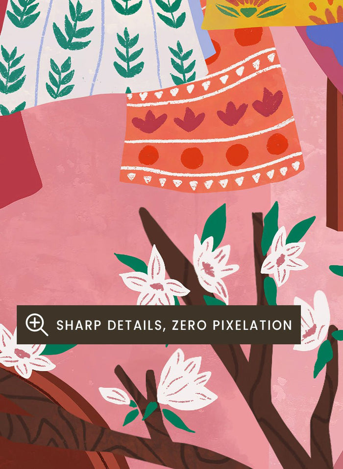 Ceyda Alasar - Pink Village Courtyard Art Print_Sugar & Canvas_Ceyda Alasar