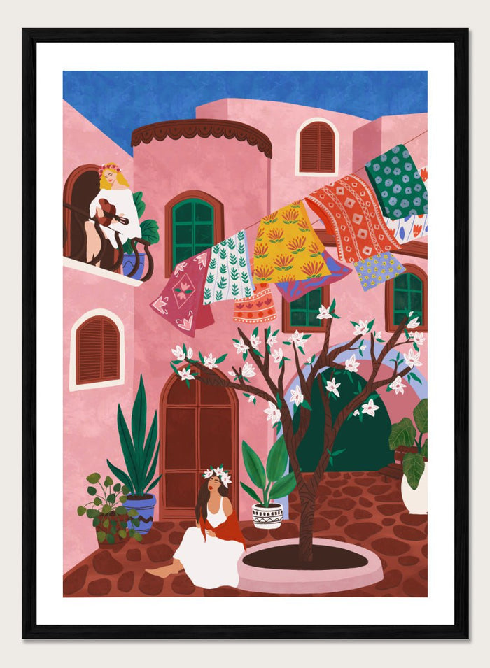Ceyda Alasar - Pink Village Courtyard Art Print_Sugar & Canvas_Ceyda Alasar