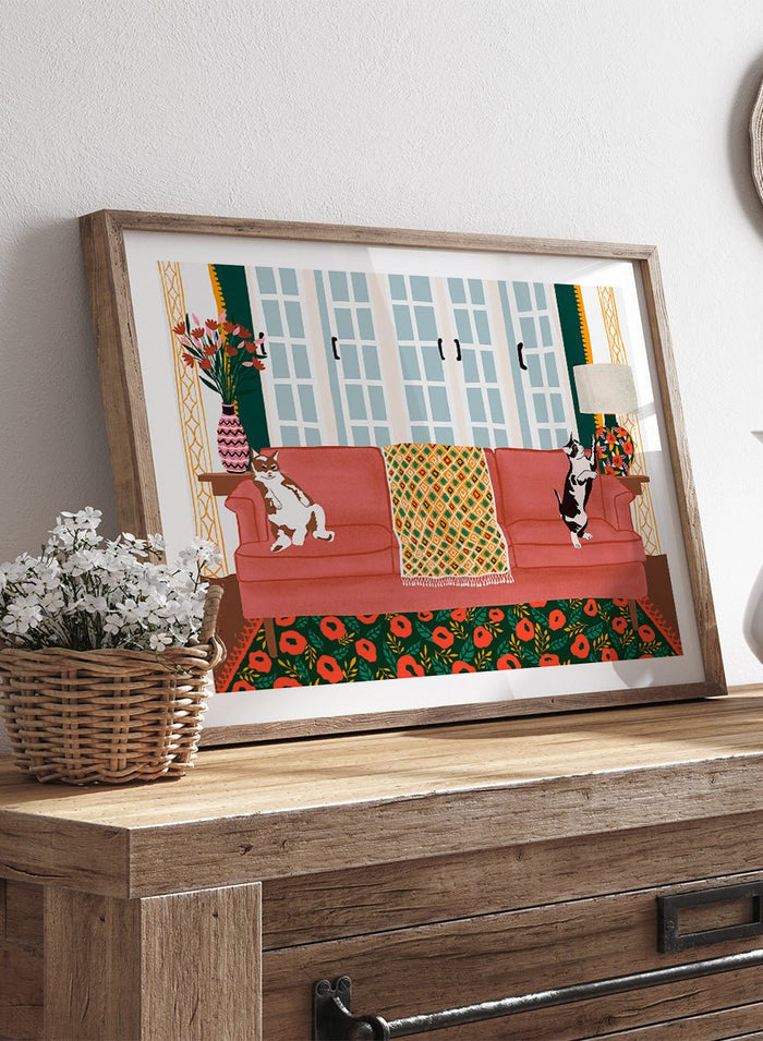 Ceyda Alasar - Playful Cats Living Room Art Print_Sugar & Canvas_Ceyda Alasar