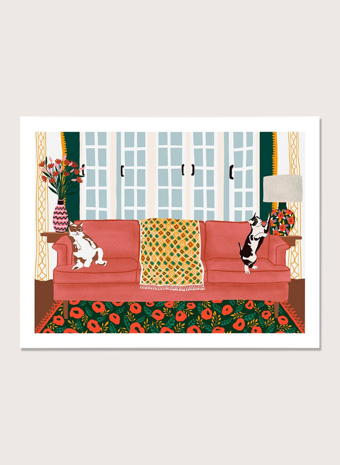 Ceyda Alasar - Playful Cats Living Room Art Print_Sugar & Canvas_Ceyda Alasar