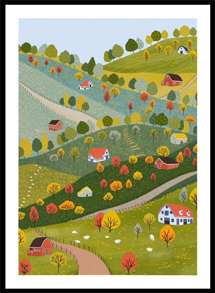 Ceyda Alasar - Vibrant Autumn Village Hills Art Print_Sugar & Canvas_Ceyda Alasar