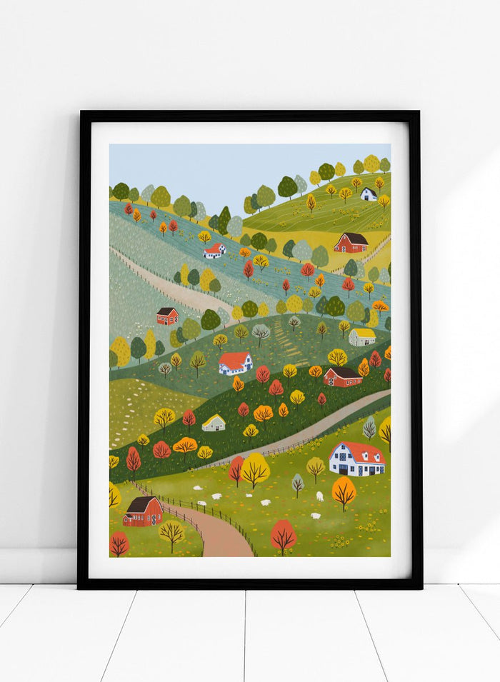 Ceyda Alasar - Vibrant Autumn Village Hills Art Print_Sugar & Canvas_Ceyda Alasar