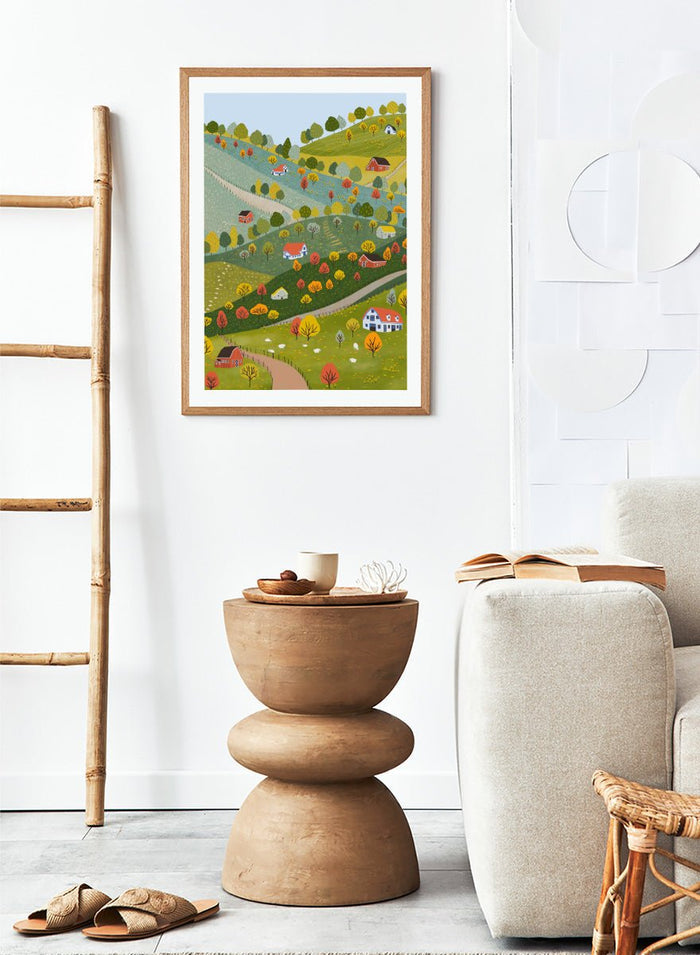 Ceyda Alasar - Vibrant Autumn Village Hills Art Print_Sugar & Canvas_Ceyda Alasar