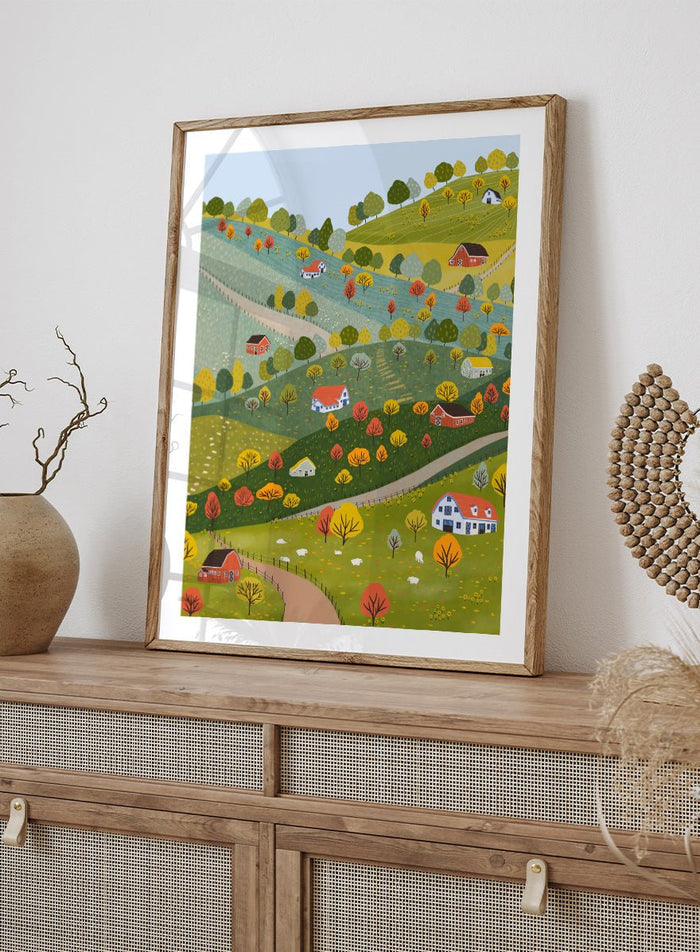 Ceyda Alasar - Vibrant Autumn Village Hills Art Print_Sugar & Canvas_Ceyda Alasar