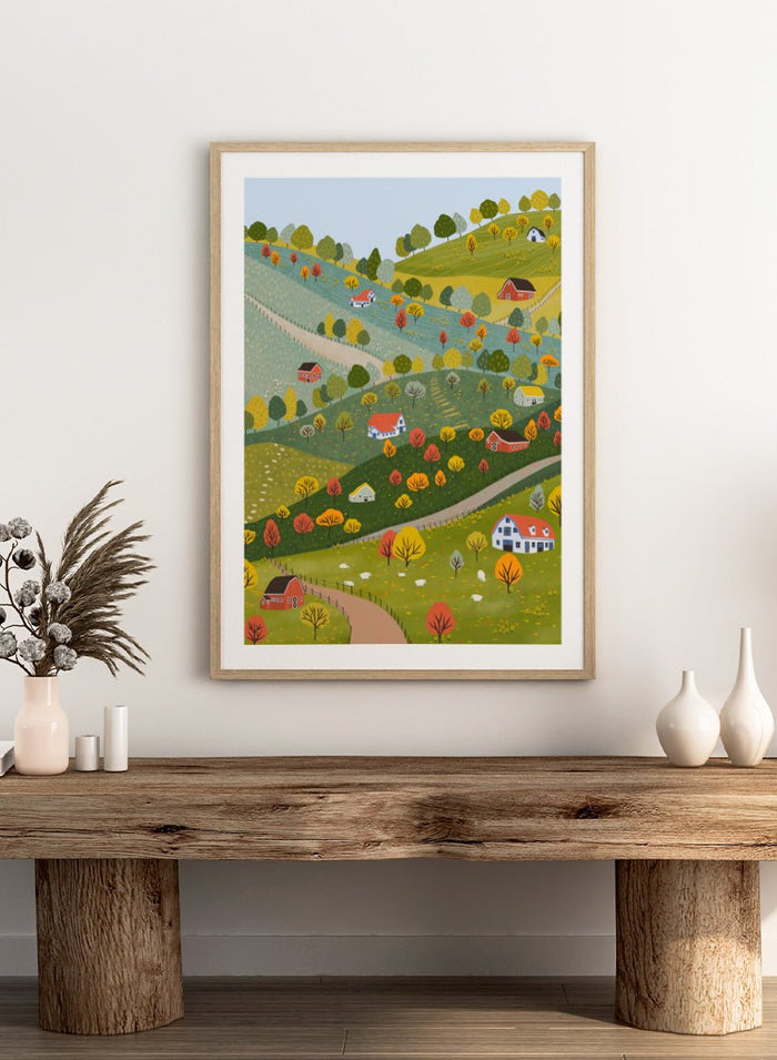 Ceyda Alasar - Vibrant Autumn Village Hills Art Print_Sugar & Canvas_Ceyda Alasar