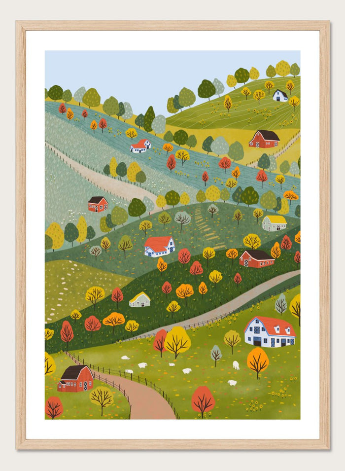 Ceyda Alasar - Vibrant Autumn Village Hills Art Print_Sugar & Canvas_Ceyda Alasar